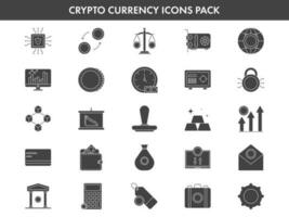 crypto valuta pictogrammen reeks in grijs en wit kleur. vector
