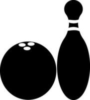 zwart en wit bowling pin met bal. vector