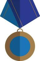 vlak stijl blauw hangende schaduw medaille vorm geven aan. vector