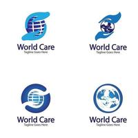 wereld zorg logo sjabloon ontwerp vector