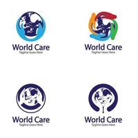 wereld zorg logo sjabloon ontwerp vector