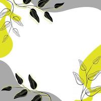 abstract floral frame versierd met silhouet twijgen van geel en zwart sjabloon voor ontwerp vector abstract frame op een witte achtergrond gele en grijze kleuren