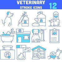 vlak stijl veterinair icoon reeks in blauw en wit kleur. vector