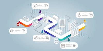 weg isometrische infographics presentatie element sjabloon vector