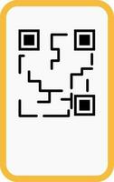 qr code telefoon scherm vlak icoon in geel en zwart kleur. vector