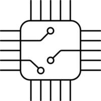 microchip icoon in zwart lijn kunst. vector