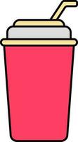 roze en geel illustratie van rietje in drinken kop icoon. vector