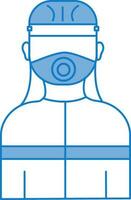 brandweerman vervelend masker icoon in blauw en wit kleur. vector