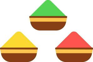 vlak illustratie van droog driekleur poeder klei pot icoon. vector