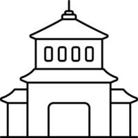 pagode bouwkundig icoon in zwart schets. vector
