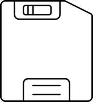 illustratie van floppy schijf icoon in zwart schets. vector
