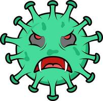 vlak stijl verdrietig virus tekenfilm icoon in groen kleur. vector