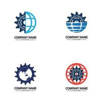 globale ingenieur wereld versnelling logo ontwerpsjabloon vector
