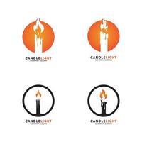 kaars licht pictogram logo vector ontwerpsjabloon