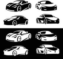 vector sport- auto logo icoon set, motor voertuig silhouet emblemen, auto garage handel merk identiteit ontwerp elementen, vector illustraties