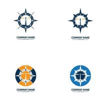 kompas en vuurtoren logo ontwerpsjabloon vector