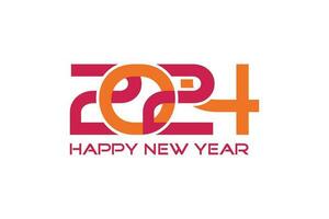 gelukkig nieuw jaar 2024 met overlappende kleur typografie concept, 2024 nieuw jaar viering concept vector