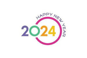 gelukkig nieuw jaar 2024 sjabloon ontwerp, kleurrijk nummers, voor poster, groet kaart en kalender vector