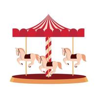 pretpark carnaval carrousel met geïsoleerde paarden ontwerp vector