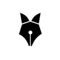 Fox pen simpel logo concept vulpen punt als een vos hoofd vector logo pictogram illustratie ontwerp