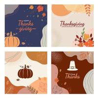 thanksgiving abstracte herfstbladeren achtergrond voor sociale media vector