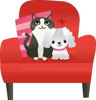 tekenfilm katje puppy arm stoel vector