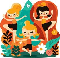 yoga meisjes natuur vector