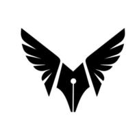 vliegende pen vrijheid schrijven logo ontwerp concept pen en vleugels vector pictogram illustratie ontwerp