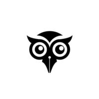 uil pen slimme pen logo concept uil geek vogel met vulpen punt vector pictogram illustratie ontwerp