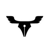 vliegende pen vrijheid logo ontwerp concept pen met vleugels vector pictogram illustratie ontwerp
