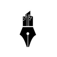 premium gebouw pen concept creatieve architect logo pictogram ontwerp vector sjabloon illustratie