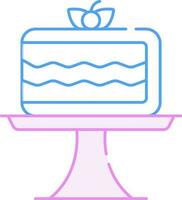 BES fruit versieren taart in tafel blauw en roze beroerte icoon. vector