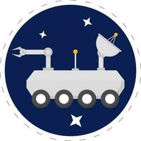geïsoleerd maan- zwervend voertuig met sterren blauw cirkel achtergrond. vector