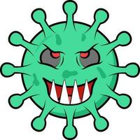gelukkig virus emoticon in groen kleur. vector