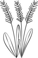 zwart schets illustratie van struik bladeren icoon. vector