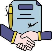 transactie papier met handdruk kleurrijk icoon of symbool. vector