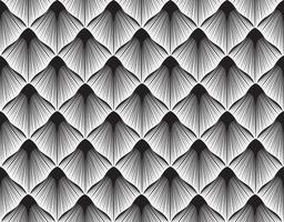 abstract geometrisch patroon met streeplijnen artistieke waaiervorm bloemen ornamenal tegel zwart-witte textuur als achtergrond vector