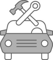 auto onderhoud of repareren icoon in wit en grijs kleur. vector