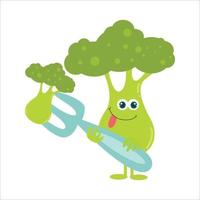 schattige broccoli platte cartoon karakter vector sjabloon ontwerp illustratie