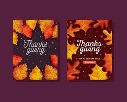 thanksgiving day met herfstbladeren in het vectorontwerp van e-commercebanners vector