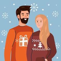 man en vrouw met het vrolijke vectorontwerp van Kerstmissweaters vector