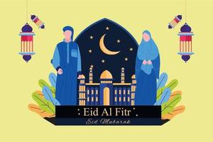 platte eid al fitr banner ontwerp illustratie vector