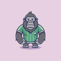 minimalistische schattig gorilla dier vervelend voetbal overhemd tekenfilm vlak icoon vector illustratie ontwerp. gemakkelijk modern schattig gorilla geïsoleerd vlak tekenfilm stijl