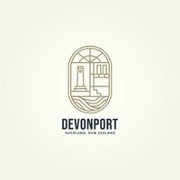 minimalistische icoon van devonpoort, Auckland nieuw Zeeland insigne logo sjabloon vector illustratie ontwerp. gemakkelijk modern tropisch strand hotel, boetiek, toevlucht embleem logo concept