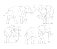 olifant lijn kunst ontwerp verzameling. olifant dieren in het wild decoratief ontwerp elementen. olifant lijn kunst icoon. vector illustratie