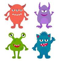 schattig monsters set. kinderen tekenfilm karakter ontwerp voor poster, baby producten logo en verpakking ontwerp. vector vlak illustratie.