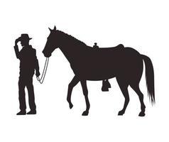 cowboy figuur silhouet met paard vector