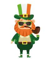 saint patrick leprechaun karakter met zonnebril rookpijp vector