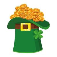 kabouter groene hoed met munten schat saint patrick pictogram vector