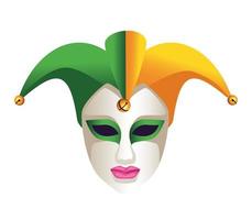 narrenhoed en vrouwelijk masker mardi gras accessoire vector